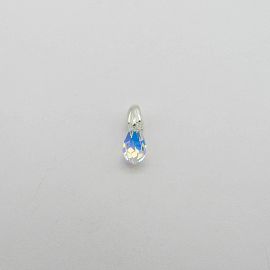 DIJE GOTA FACETADA PENDULO 6x12 CRISTAL /PLATA
